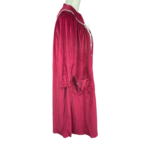 Red Velvet Button-Up Dress with Heart Details XL burgundy Santa Christmas - Picture 5 of 9